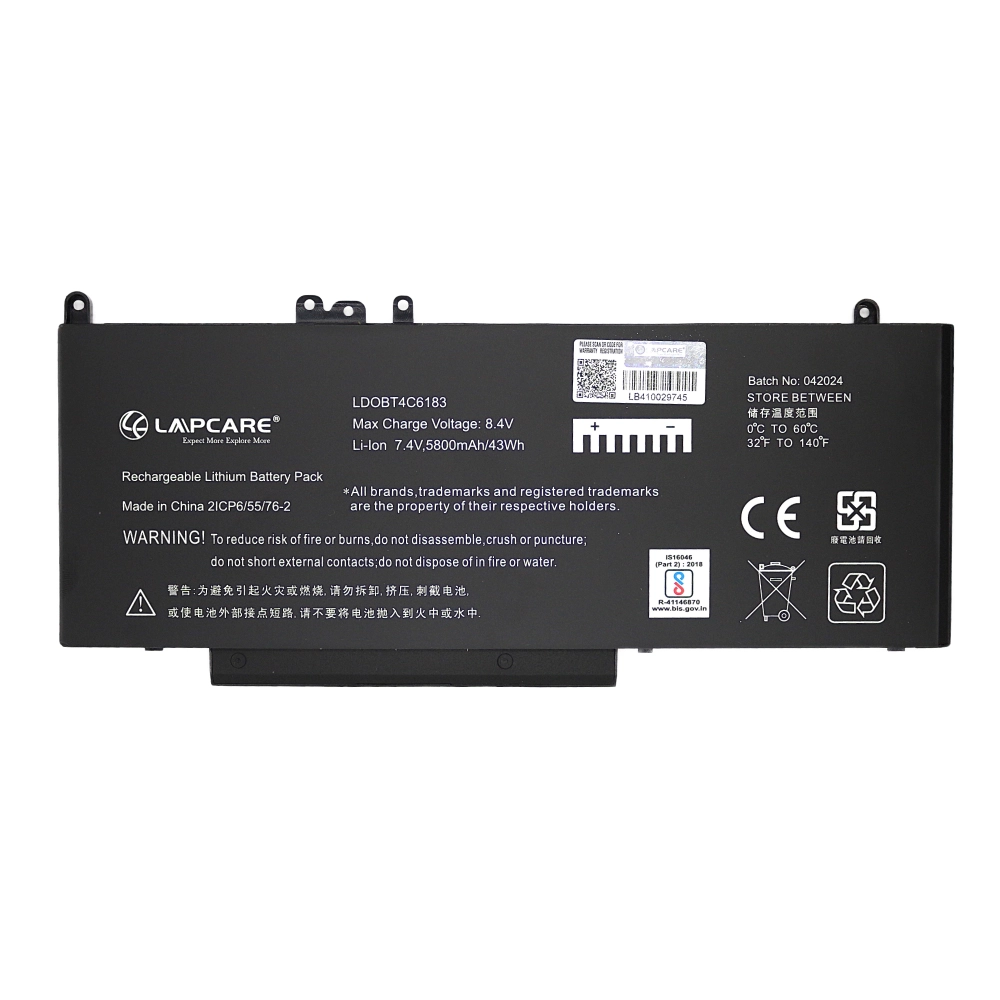 Lapcare Laptop Battery Compatible For Latitude E5250 | E5450 4C (R9XM9) view 2